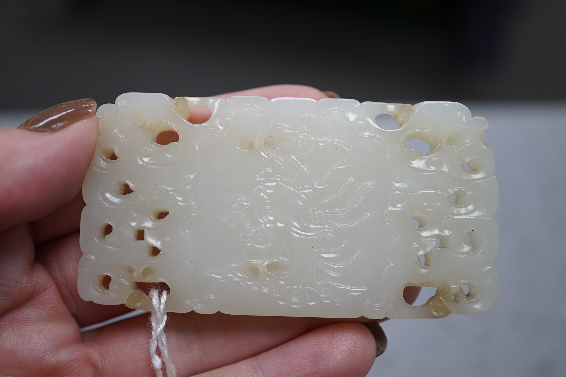 A fine Chinese inscribed white jade plaque, 18th/19th century